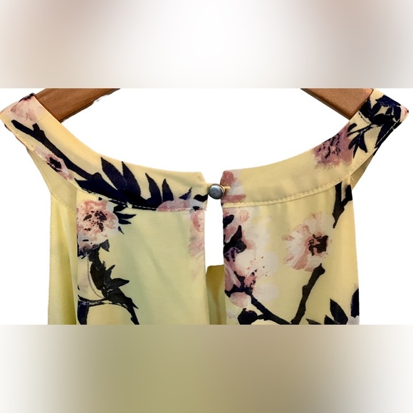 Blue Rain Womens Skater Skirt Sundress with Keyhole Back in Yellow Floral Sz XS - Picture 4 of 5